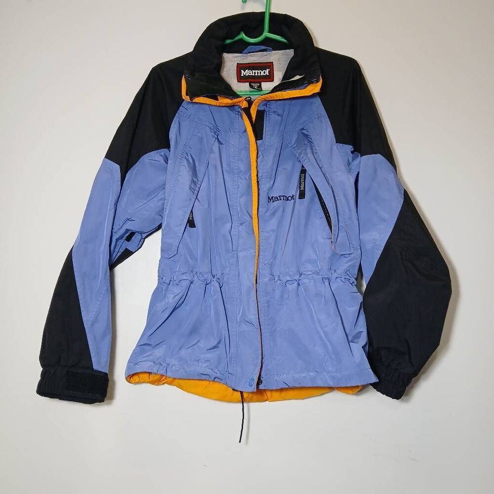 Y2k Marmot womens medium pro ski jacket windbreaker windproof blue black nylon